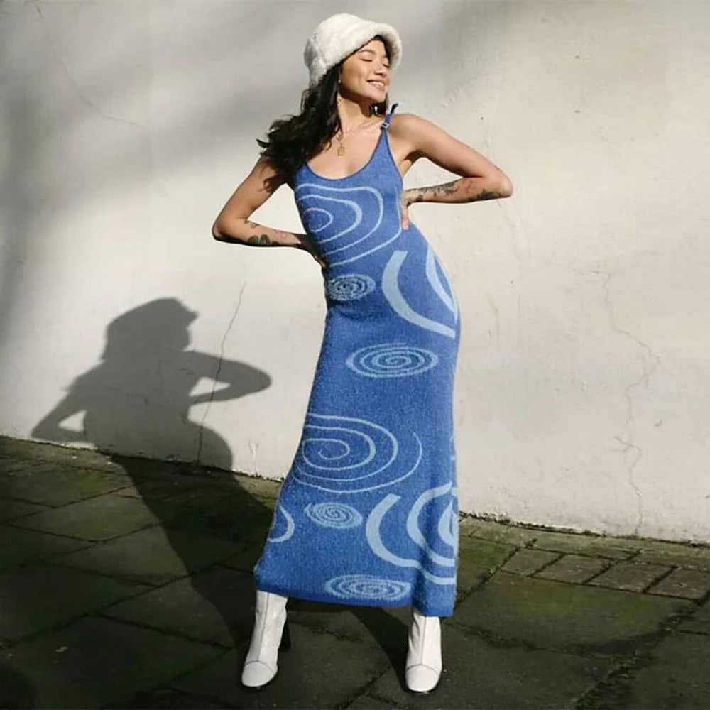 See In Color Abstract Print Cut Out Midi Dress - Image 15