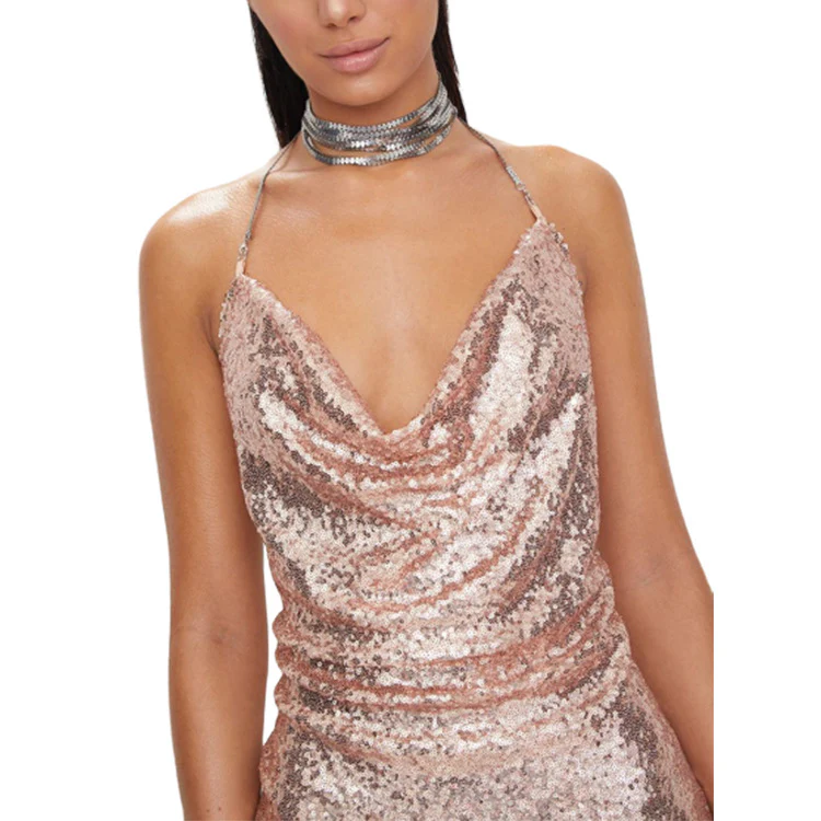 Self Love Metallic Mesh Crystal Straps Mini Dress - Image 6