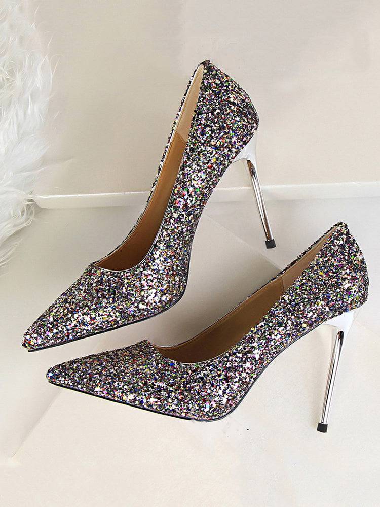 Sequin Pointed Toe High Heels Shoes - Image 10
