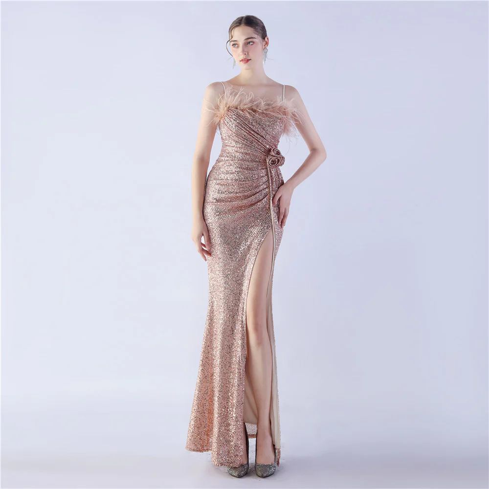 Sequined V-neck party dress - Image 4
