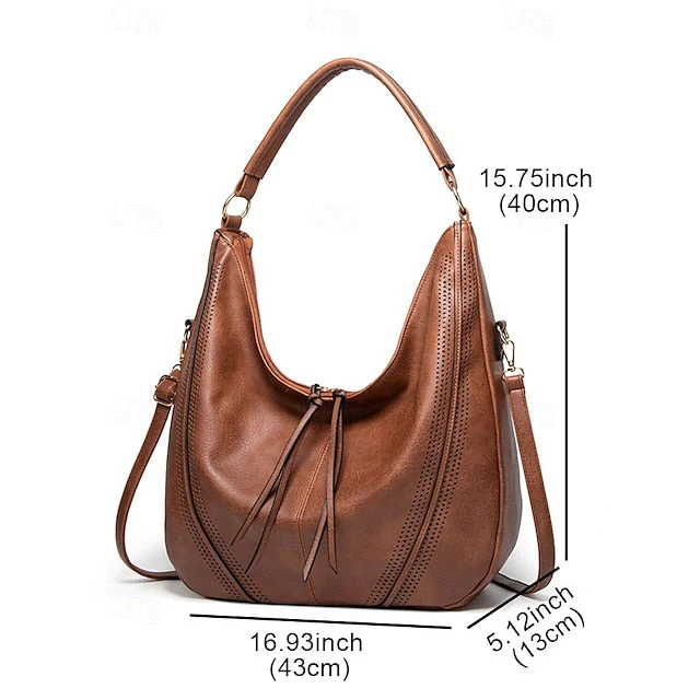 Set Leather Bag Hobo with Matching Wallet Faux - Image 4