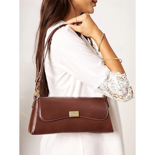 Shopping Daily Baguette PU Tote Office Leather Bag
