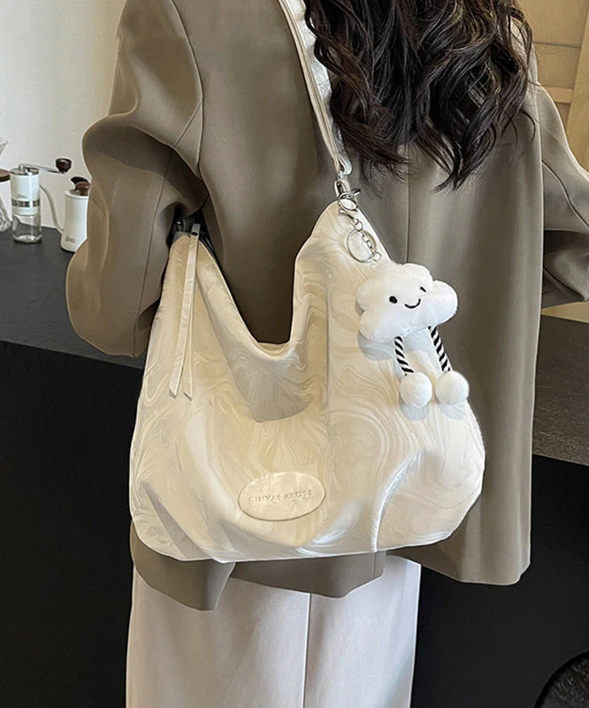 Shoulder Solid Leather Bags Calf White Durable