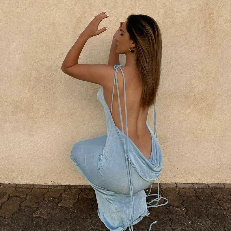 Silvana Draped Back Maxi Dress - Image 4