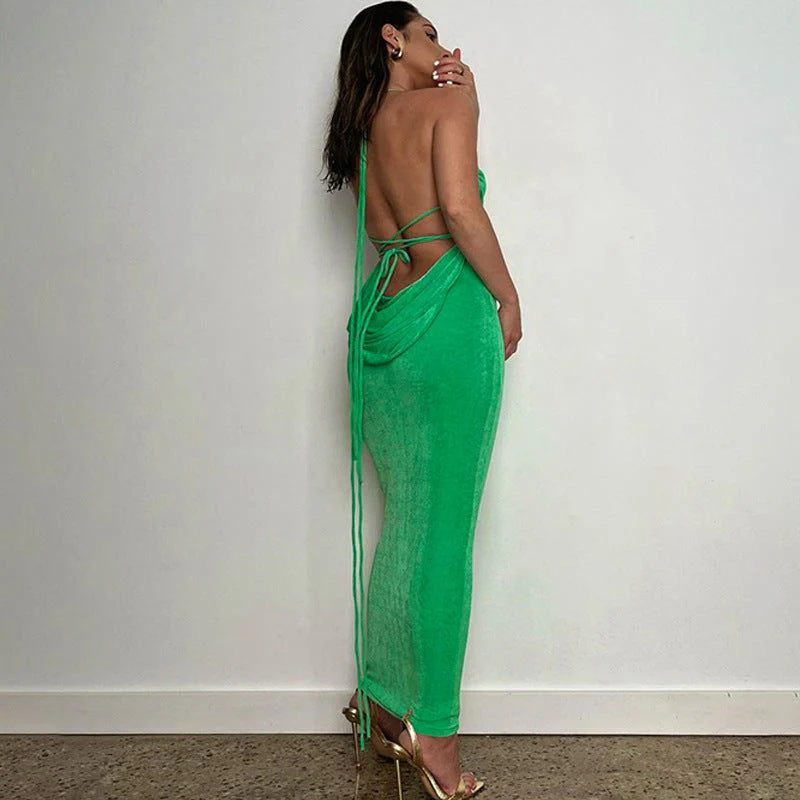 Silvana Draped Back Maxi Dress - Image 6