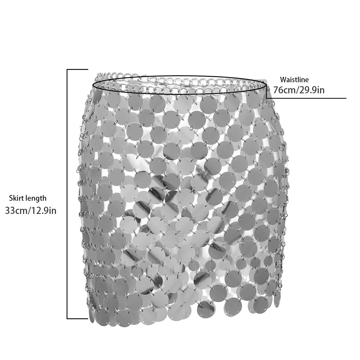 Silver Bubbles Sequin Embellished Mini Skirt - Image 8