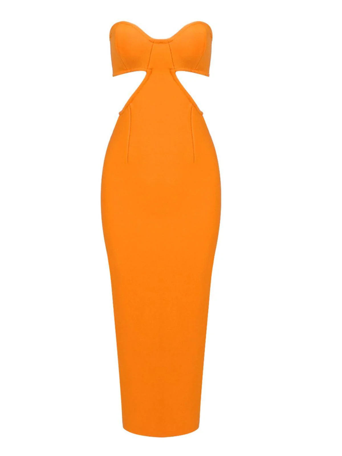 Sinead Strapless Cutout Bandage Dress In Orange - Image 6