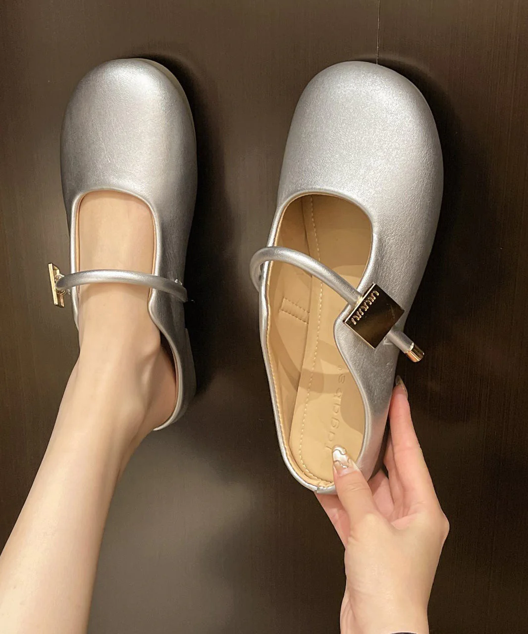 Slide Leather Splicing Casual Beige Faux Comfy Sandals - Image 5