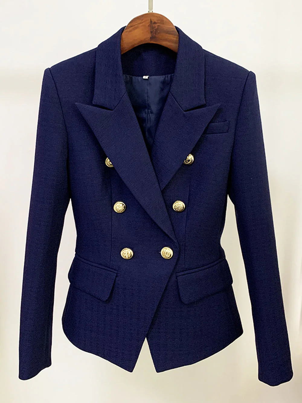 Slim Fit Double Breasted Blazer in Navy Blue - Image 3