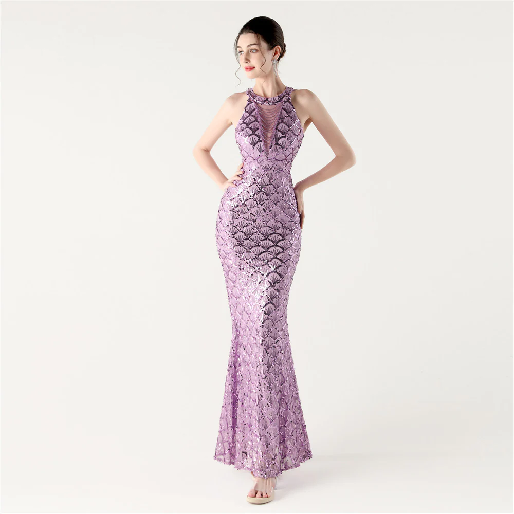 Slim Fit Hip Sequined Evening Dress - Image 2