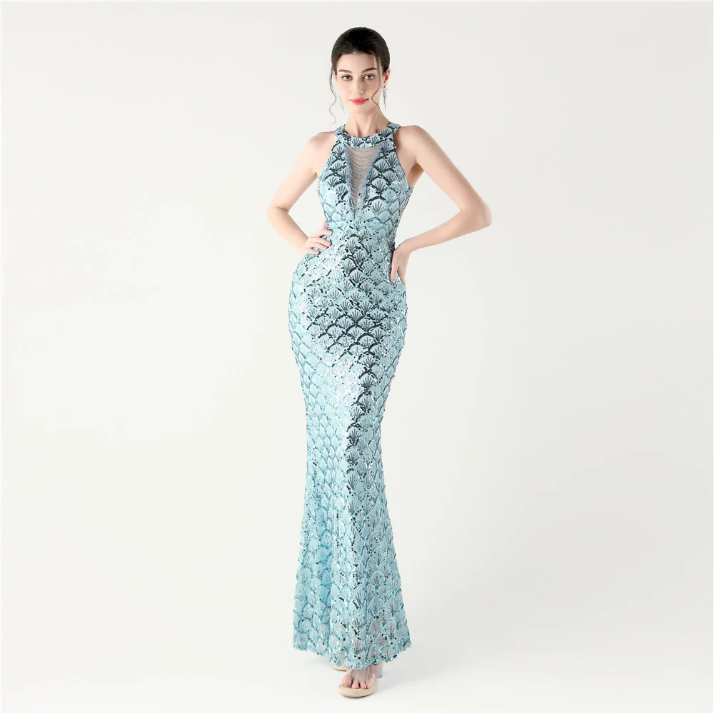 Slim Fit Hip Sequined Evening Dress - Image 3