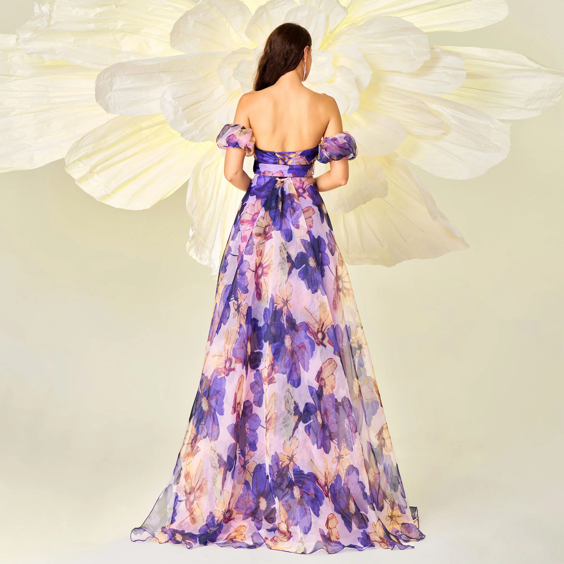 Slim fit waist printed evening dress - Image 5