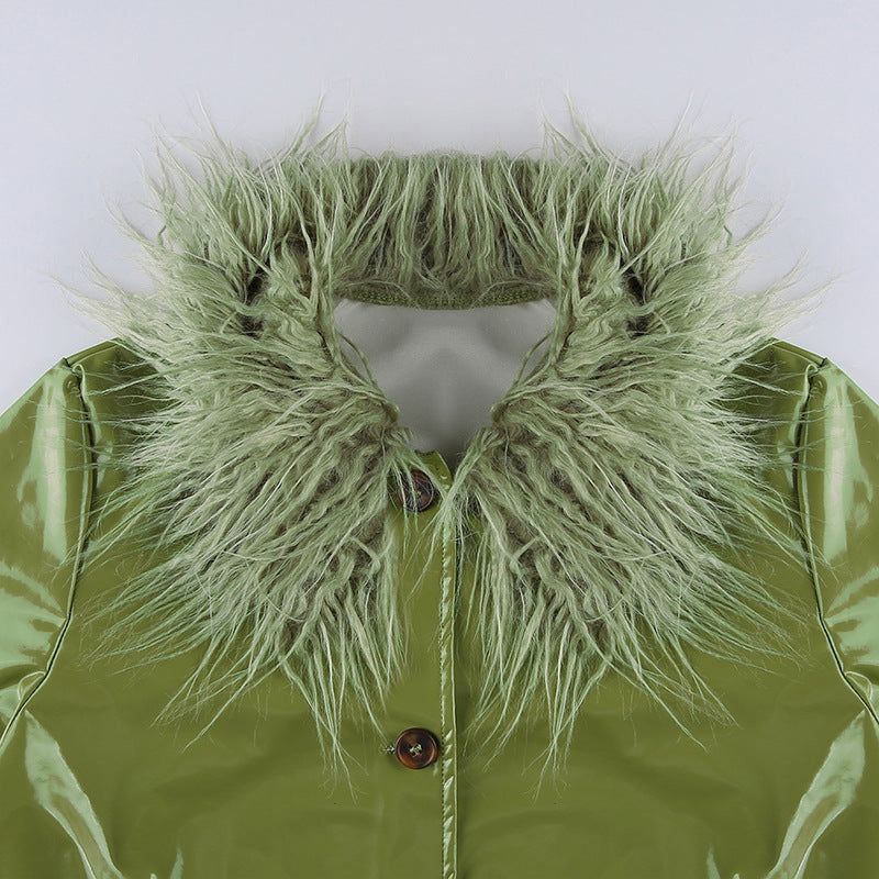Slip On Luxe Fur Trim Faux Leather Jacket - Image 10