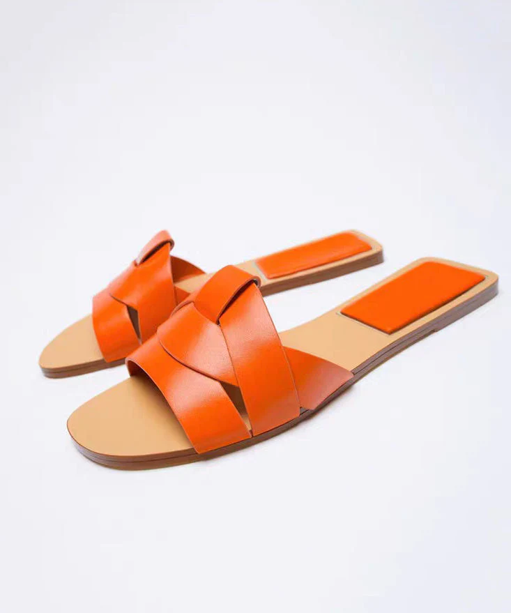 Slippers Flat Peep Toes Cross Denim Casual Toe Blue Strap - Image 5