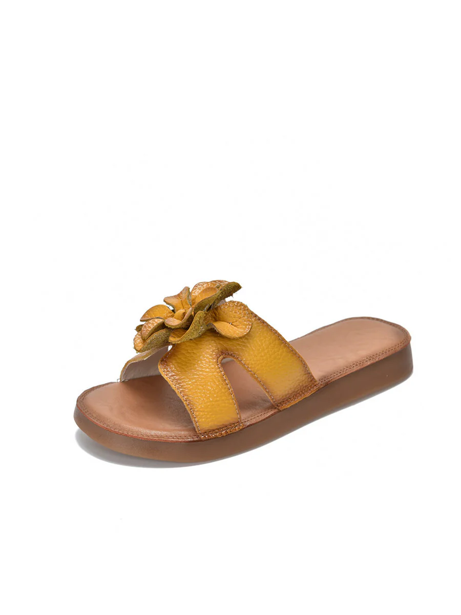Slippers Genuine Flower Casual Leather - Image 10