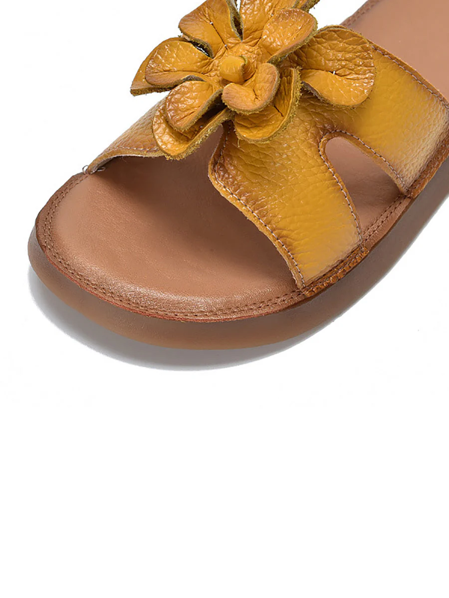 Slippers Genuine Flower Casual Leather - Image 11