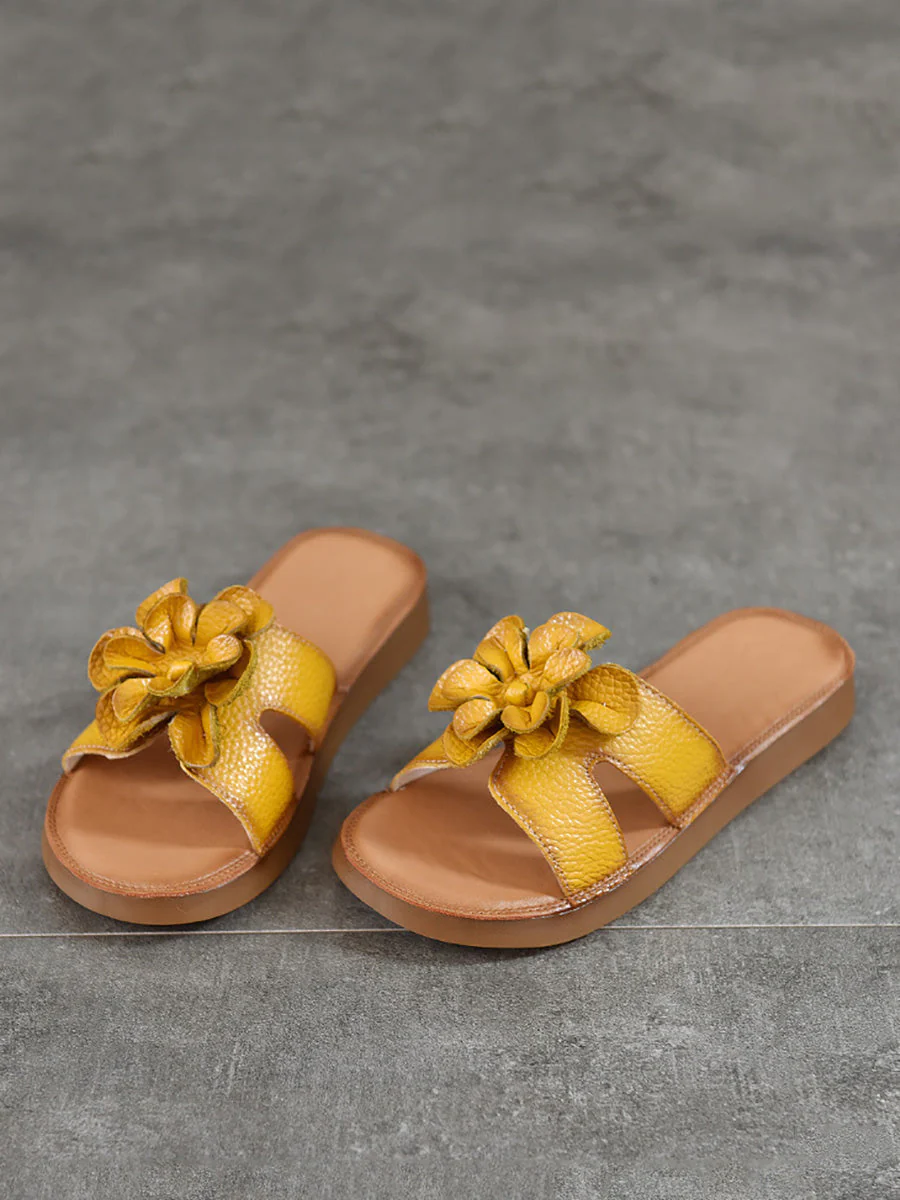 Slippers Genuine Flower Casual Leather - Image 6