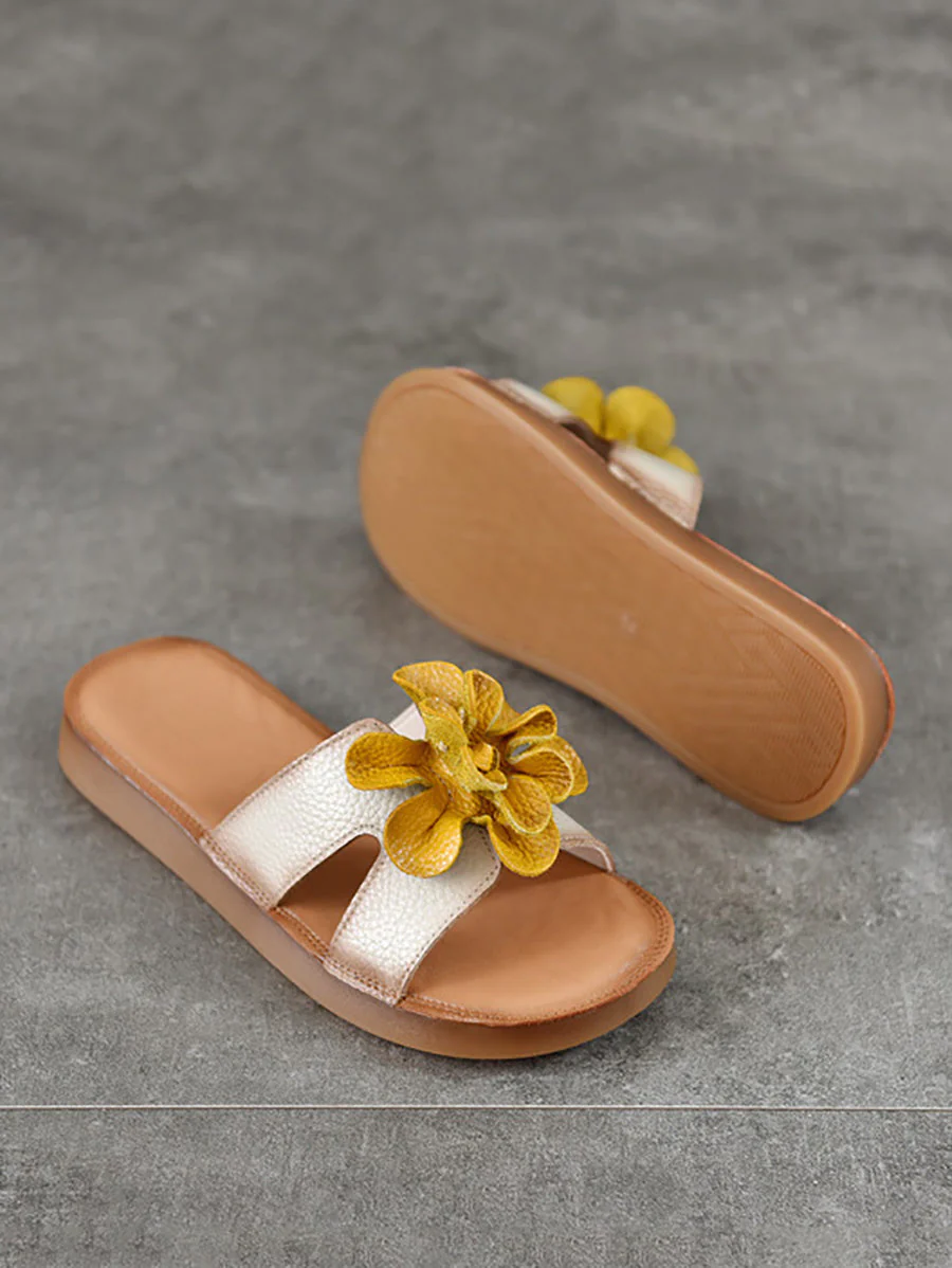 Slippers Genuine Flower Casual Leather - Image 7