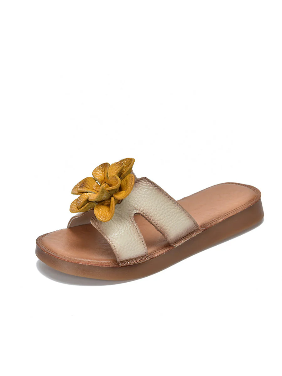Slippers Genuine Flower Casual Leather - Image 9