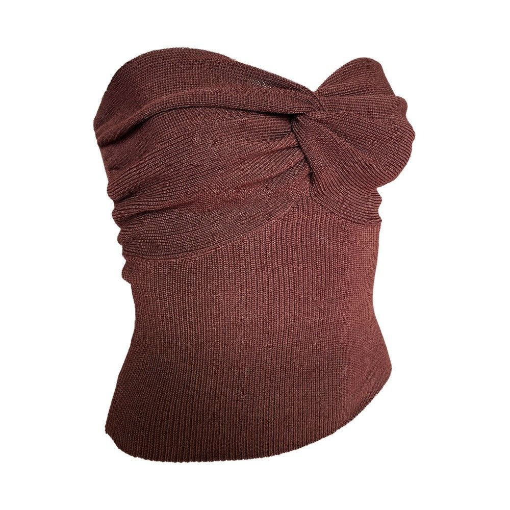 Small Treasure Ruched Twist Bandeau Knitted Top - Image 11