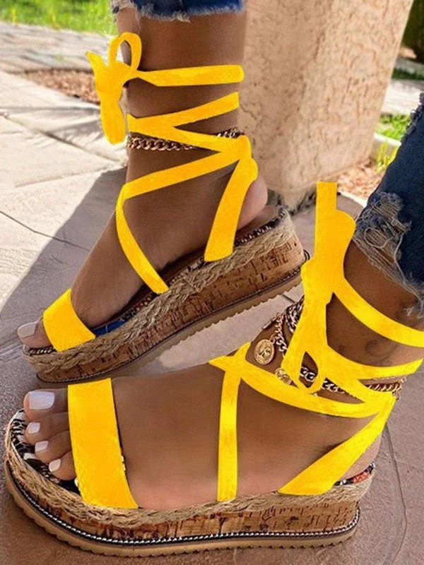 Snake Cross Strap Platform Heels Sandals - Image 10
