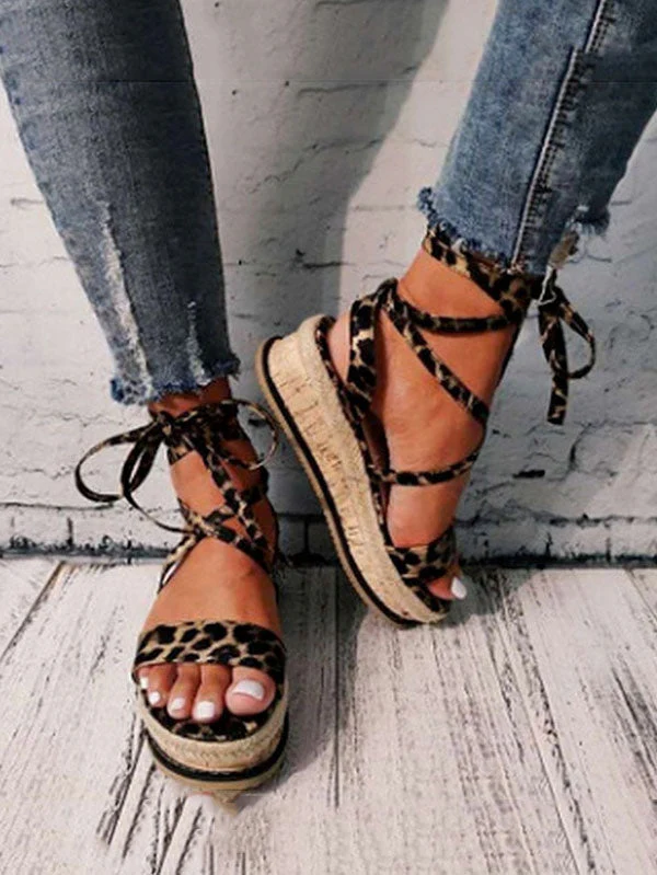 Snake Cross Strap Platform Heels Sandals - Image 7