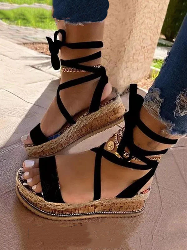 Snake Cross Strap Platform Heels Sandals - Image 8