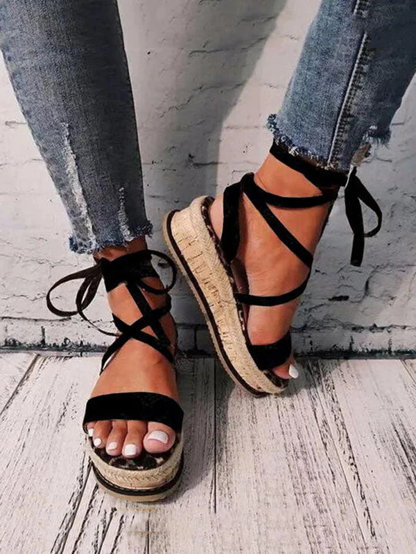 Snake Cross Strap Platform Heels Sandals - Image 9