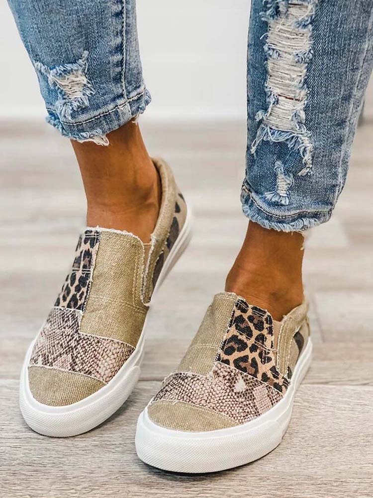 Snake Leopard Print Slip-on Canvas - Image 2