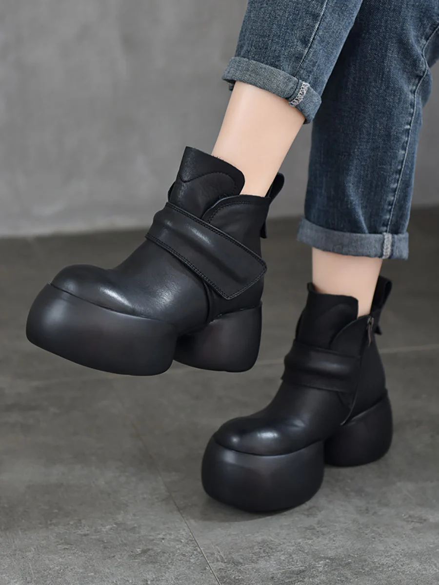 Soft Genuine Leather Platfrom Ankle Boots - Image 2