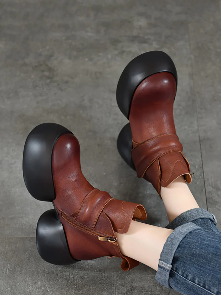Soft Genuine Leather Platfrom Ankle Boots - Image 3