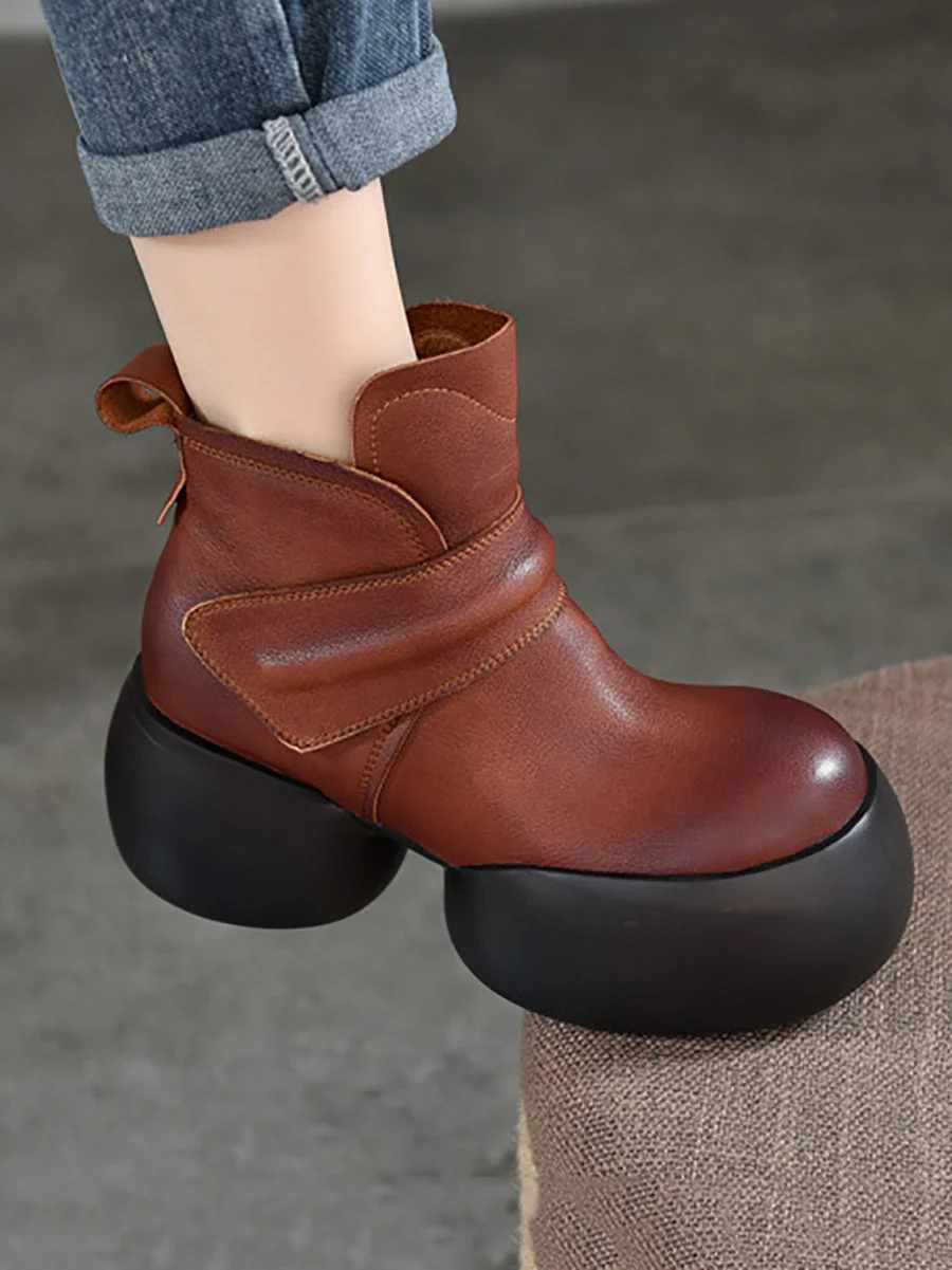 Soft Genuine Leather Platfrom Ankle Boots - Image 4