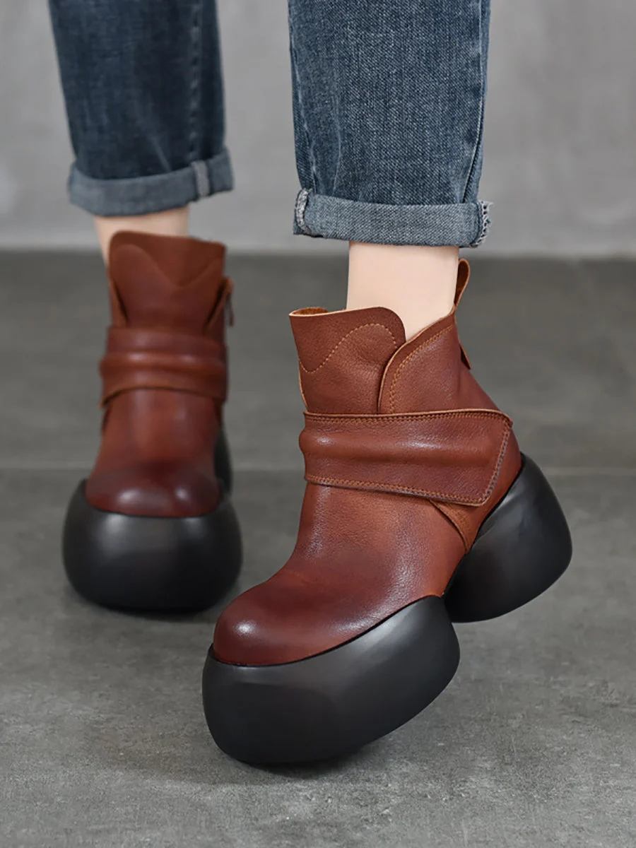Soft Genuine Leather Platfrom Ankle Boots - Image 5