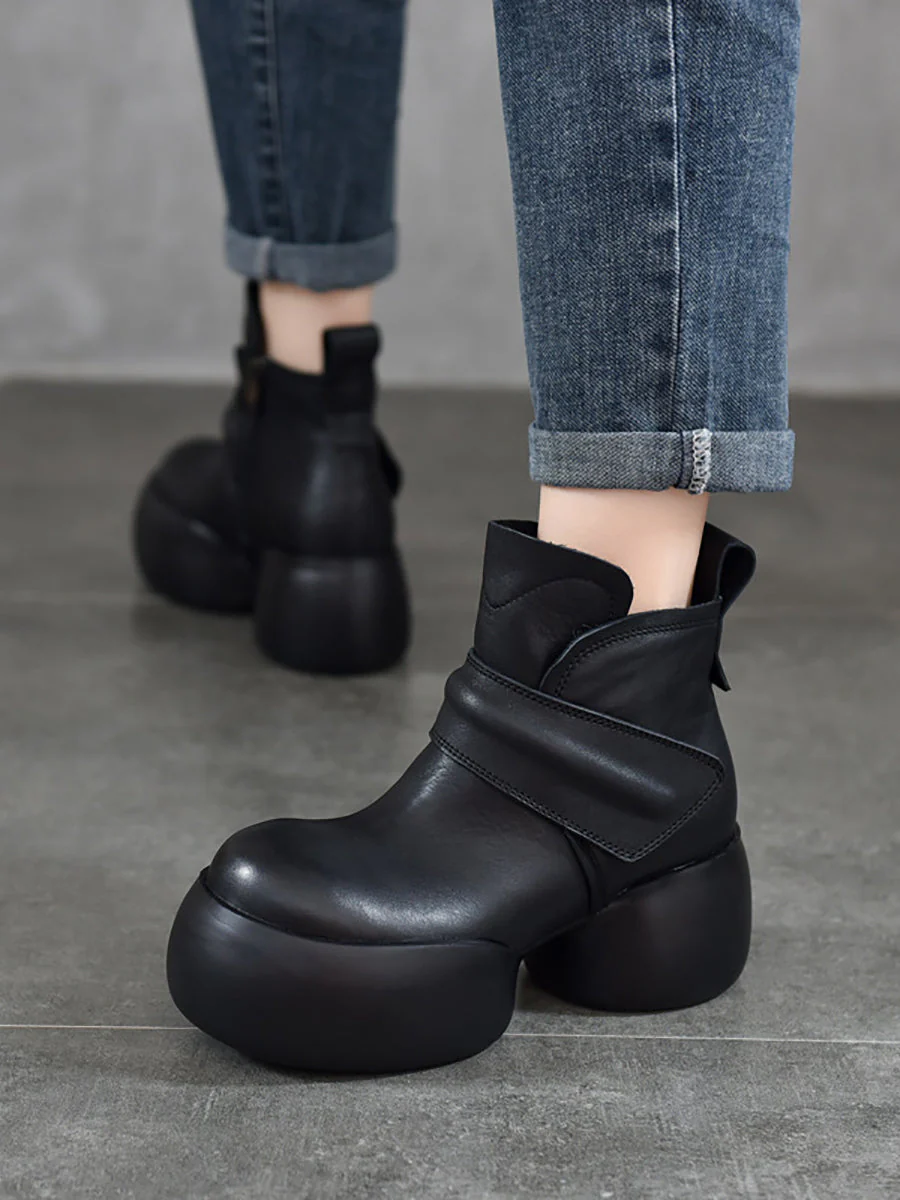 Soft Genuine Leather Platfrom Ankle Boots - Image 6