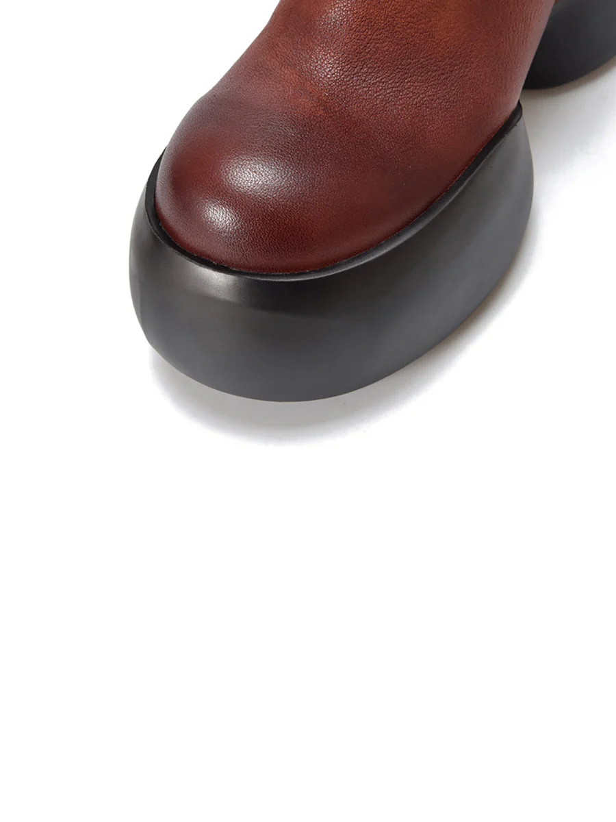 Soft Genuine Leather Platfrom Ankle Boots - Image 9
