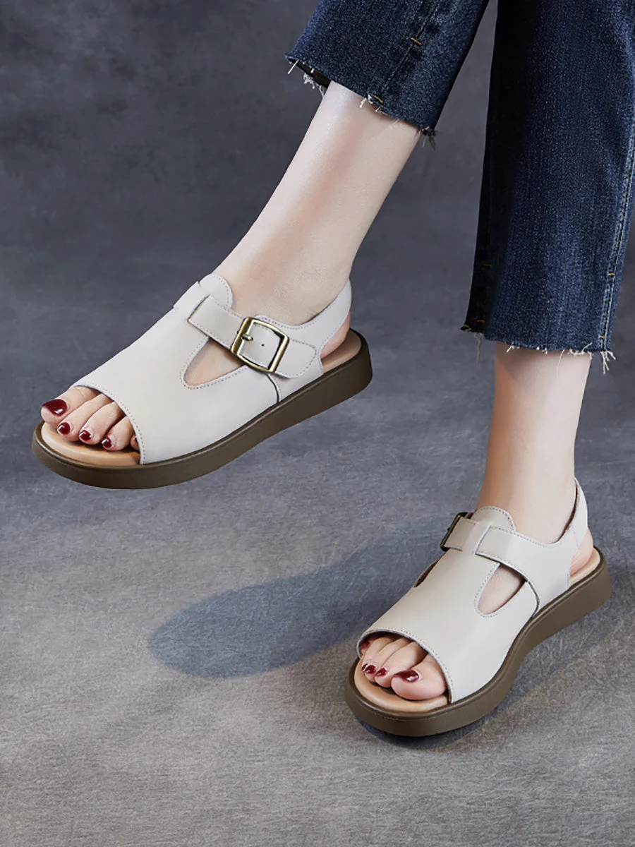 Soft Toe Leather Sandals Open - Image 2