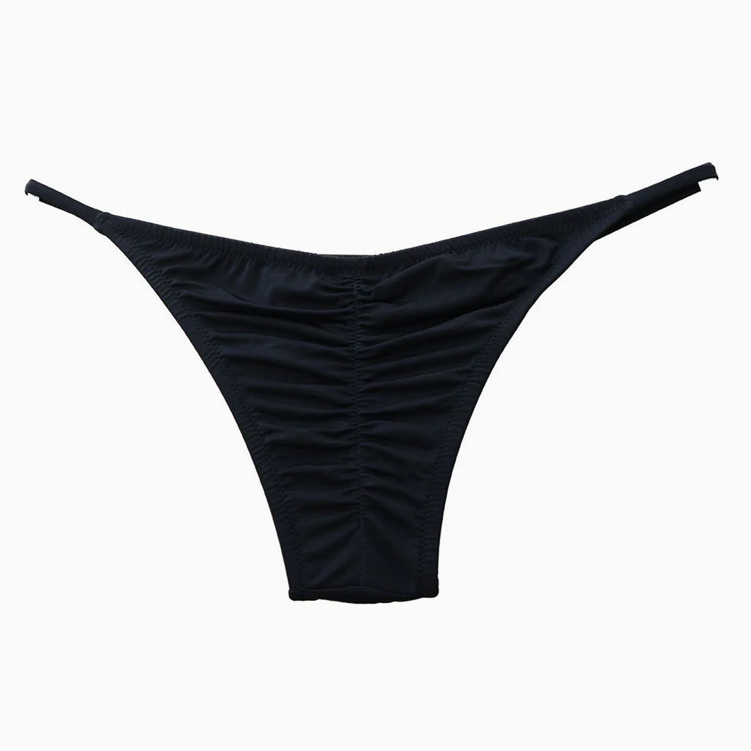 String Scrunch Cheecky Bikini Bottom - Black - Image 2