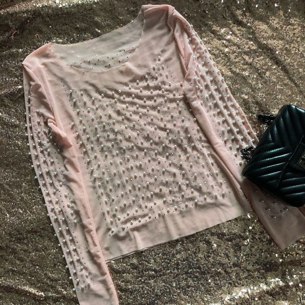 Song Of Pearl Long Sleeve Mesh Crop Top - Image 8