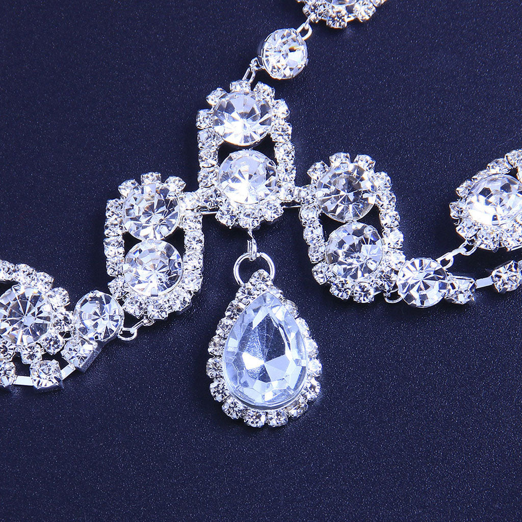 Rhinestone Teardrop Embellished Layered Head Chain - Silver - Image 3