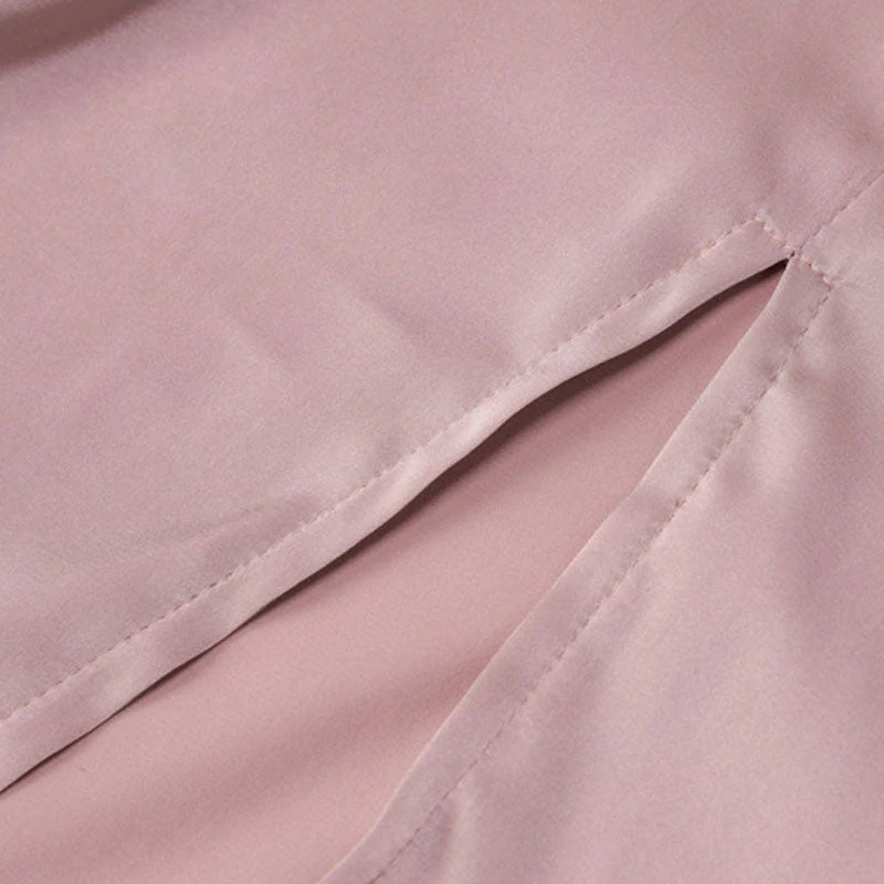 Rhinestone Trim Cowl Neck High Split Backless Maxi Dress - Pink - Image 4