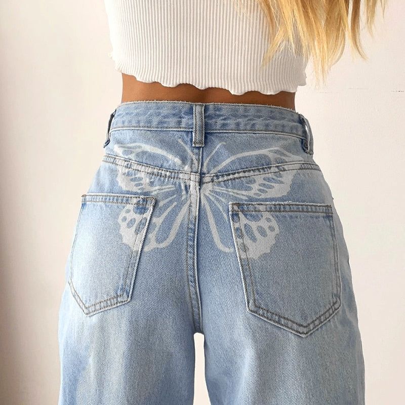 Spinning Queen Butterfly Loose Straight Jeans - Image 5