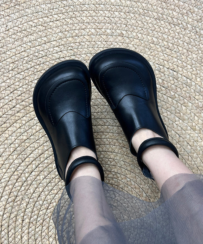Splicing Leather Retro Comfy Boots Black Cowhide - Image 5