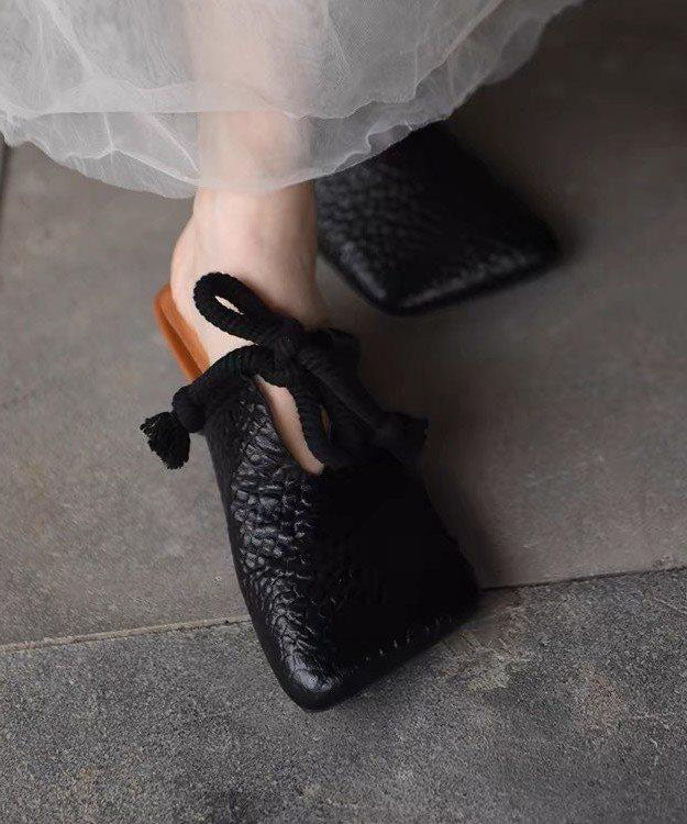 Splicing Slide Up Sandals Lace Leather Faux Brown Boho - Image 2
