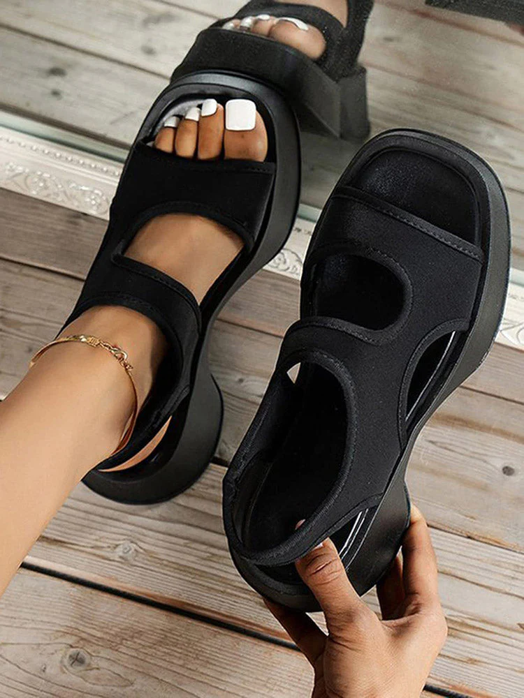 Square Toe Hollow Out Platform Sandals - Image 7