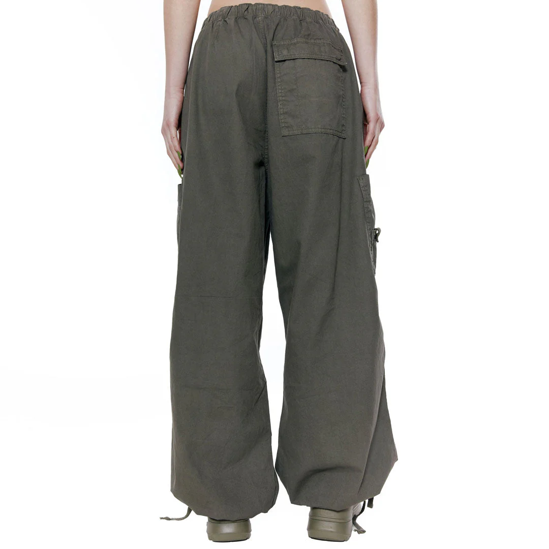Drawstring Multi Pocket Wide Leg Baggy Cargo Pants - Brown - Image 3