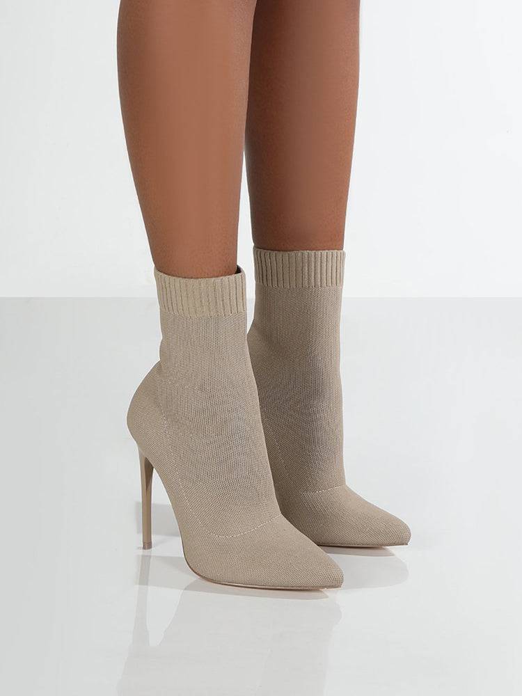 Stretch Fabric Ankle Boots High Heels - Image 2