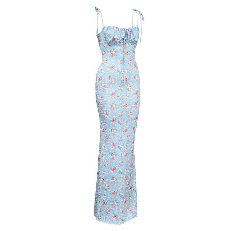 Striking Elegance Pale Blue Floral Maxi Dress - Image 9
