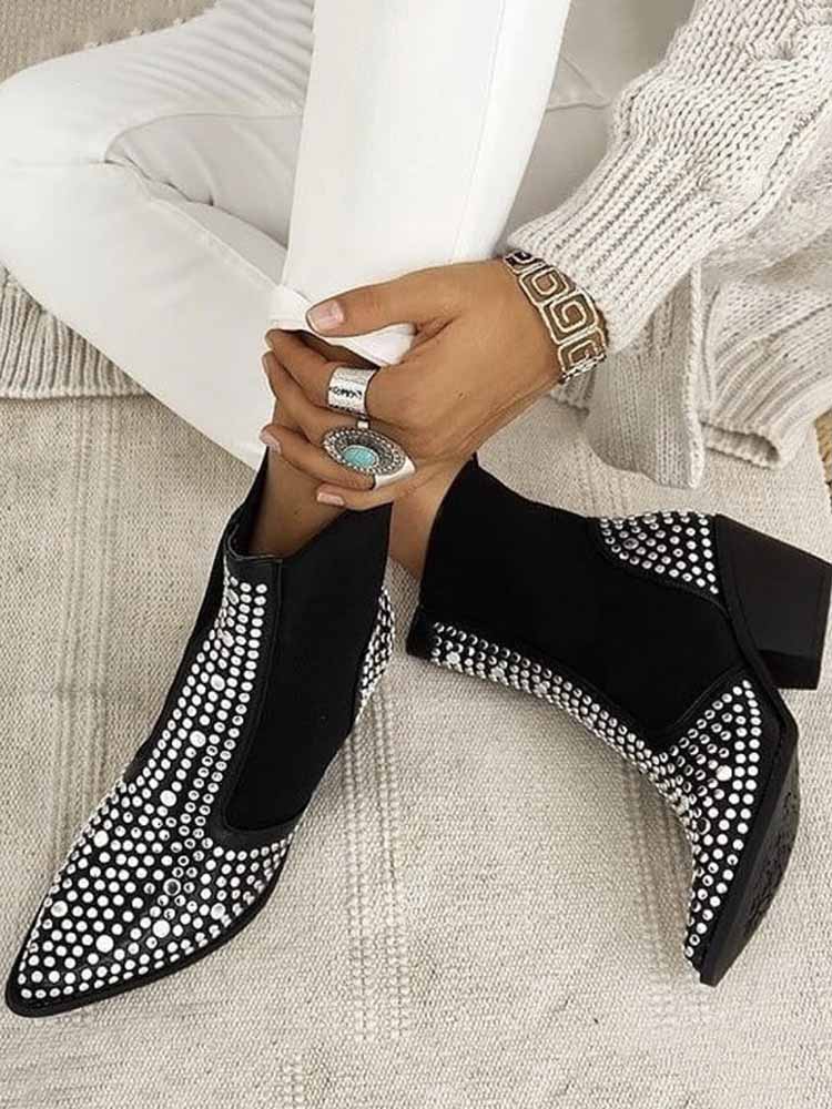 Studded Pointed Toe Booties - Image 5