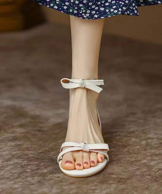 Stylish Black Splicing Bow Buckle Strap Peep Toe Sandals - Image 3