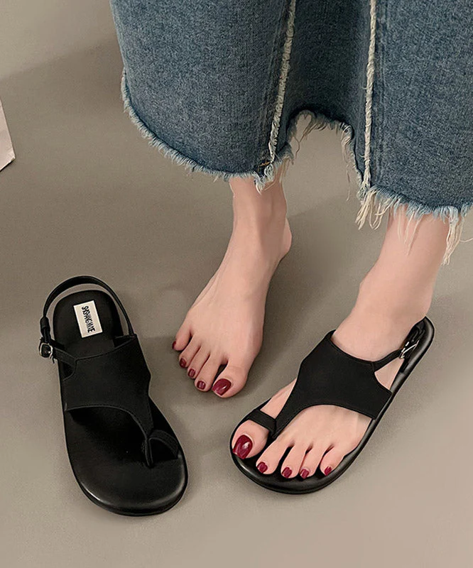 Stylish Brown Splicing Thong Sandals Hollow Out Peep Toe - Image 2